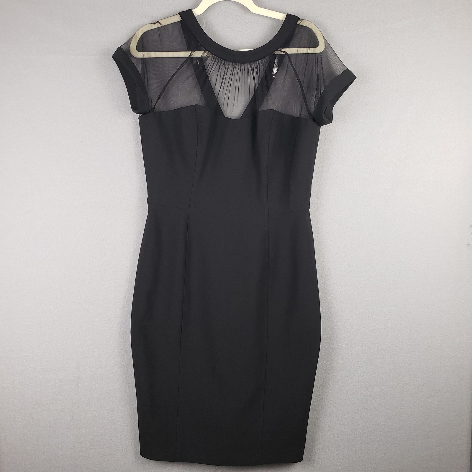 Maggy London Women's Size 10 Mesh Panel Bodycon Mini Dress Black Cocktail Party